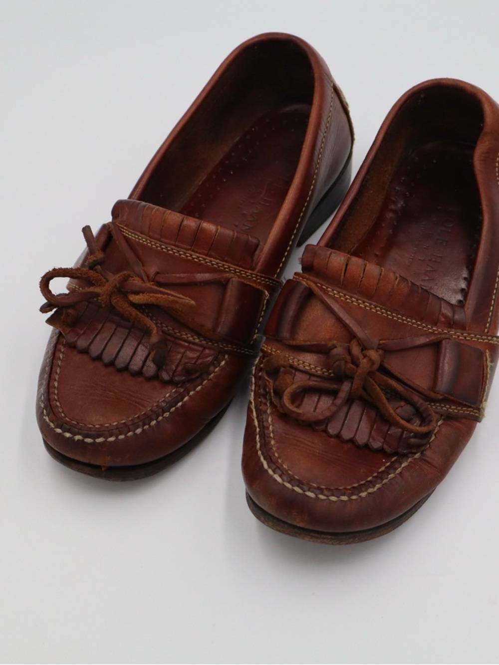 Vintage Cole Haan Chestnut Brown Leather Tassel Loafers